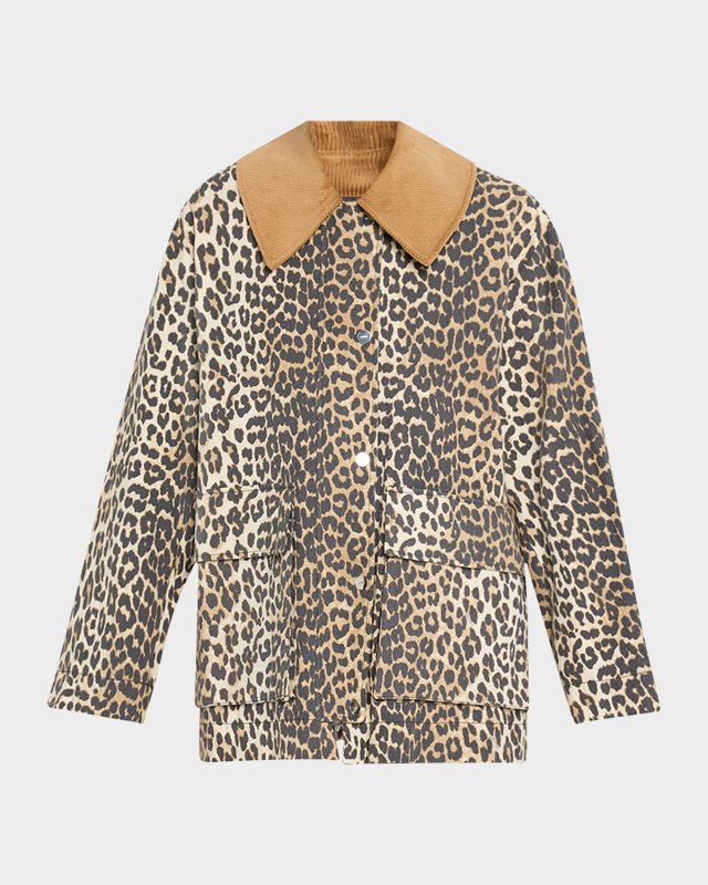 Leopard Canvas Midi Jacket